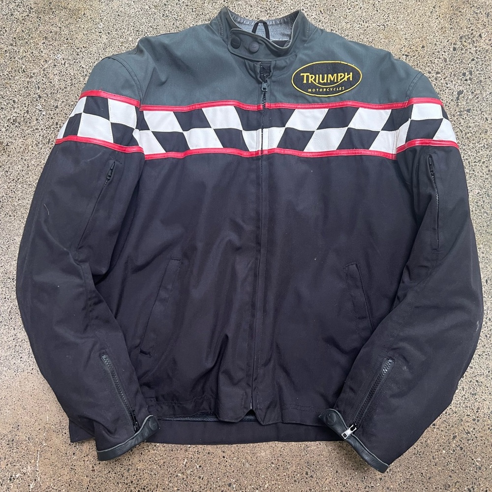 Triumph motorcycle leather trimmed jacket in XXL